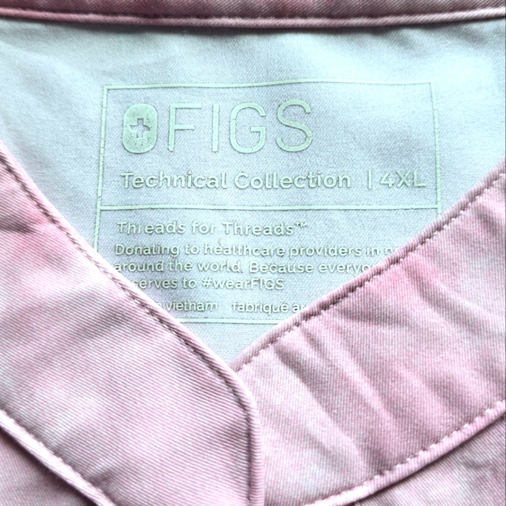 Figs Rafaela Oversized Scrub Top - Marbled Rose Size 4X tie dye pink - Picture 10 of 10
